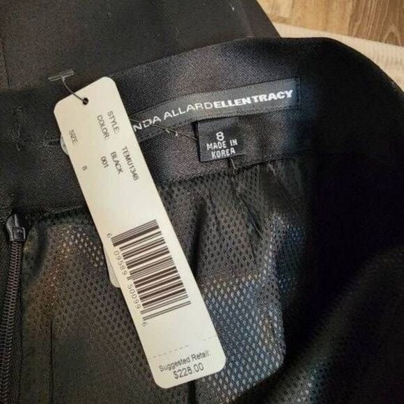 NWT Linda Allard Ellen Tracy Size 8 Wool Black Pencil Skirt - Picture 2 of 6